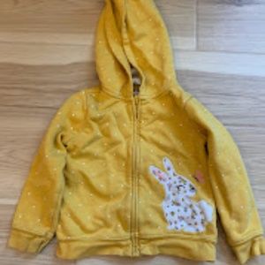 Carter’s baby girl golden yellow polka dot print bunny zip up hoodie 24M